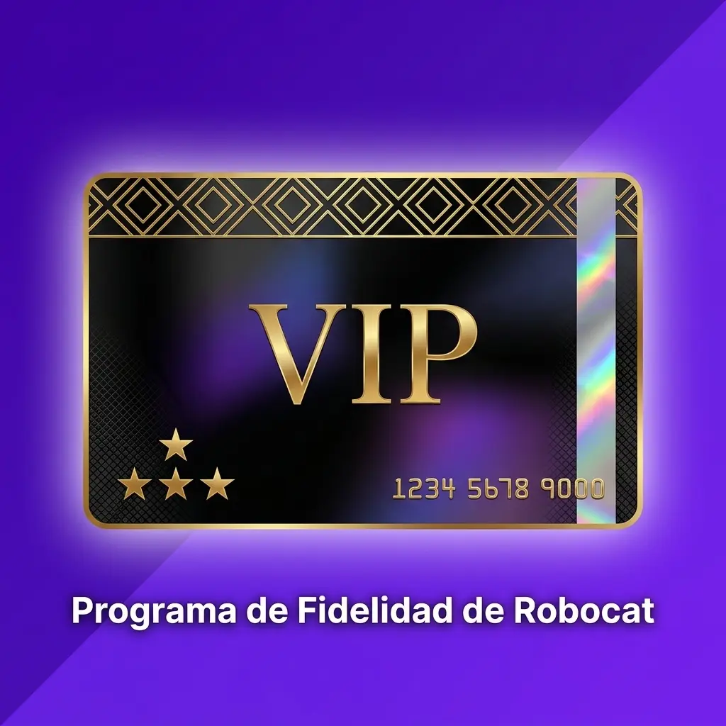 Programa de fidelidad Robocat: niveles Bronce a Diamond con cashback, torneos VIP y conversión de puntos XP en saldo real.