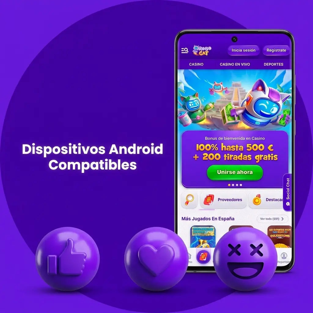 Lista de dispositivos Android compatibles con la app Robocat, incluyendo Samsung, Xiaomi, OPPO y Google Pixel