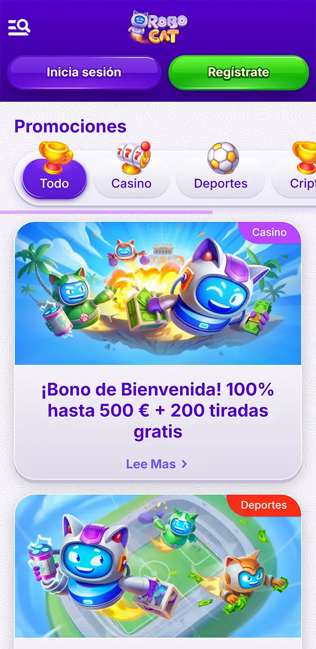 Activa las ventajosas bonificaciones en la aplicación Robocat.