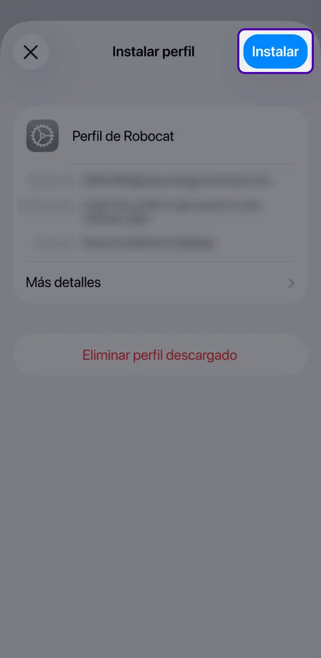 Autoriza la instalación de la aplicación Robocat.