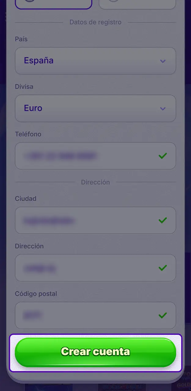 Verifique su información de usuario y confirma el registro en Robocat.