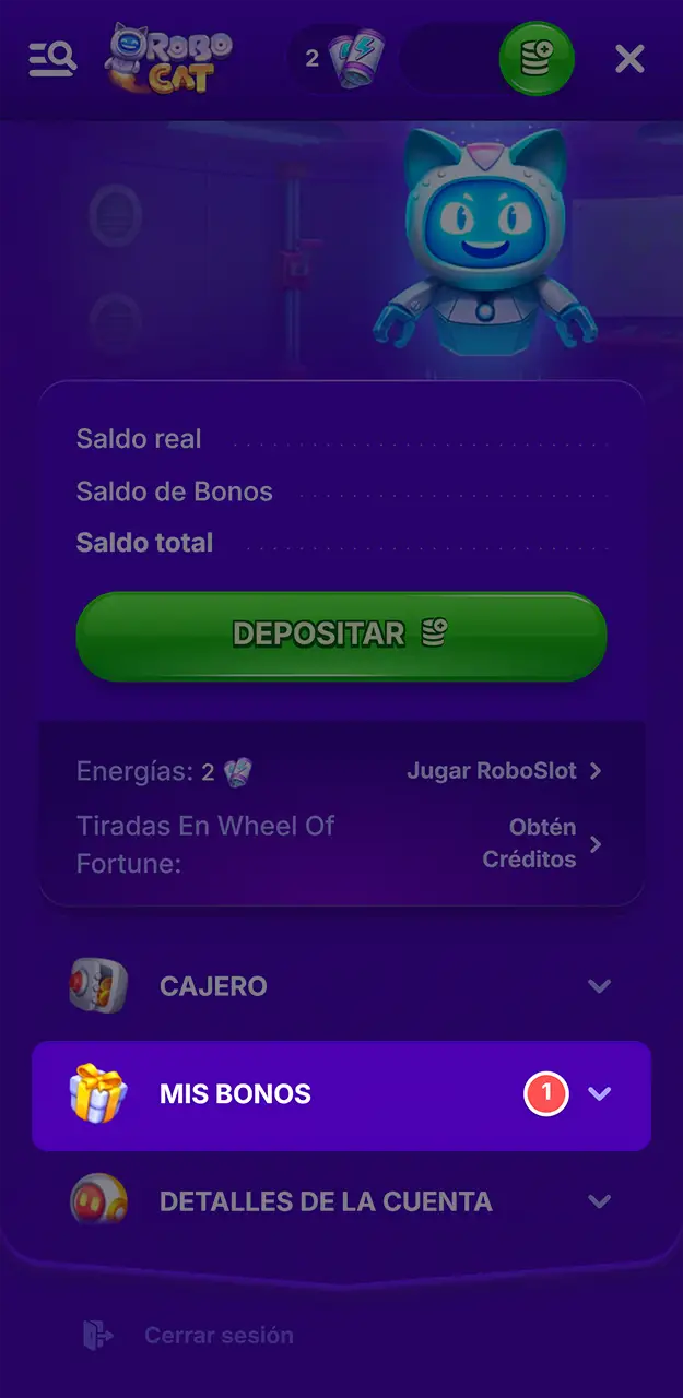 Recibe el bono en tu cuenta de Robocat.