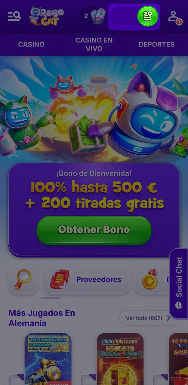 Accede a la sección de caja de Robocat.