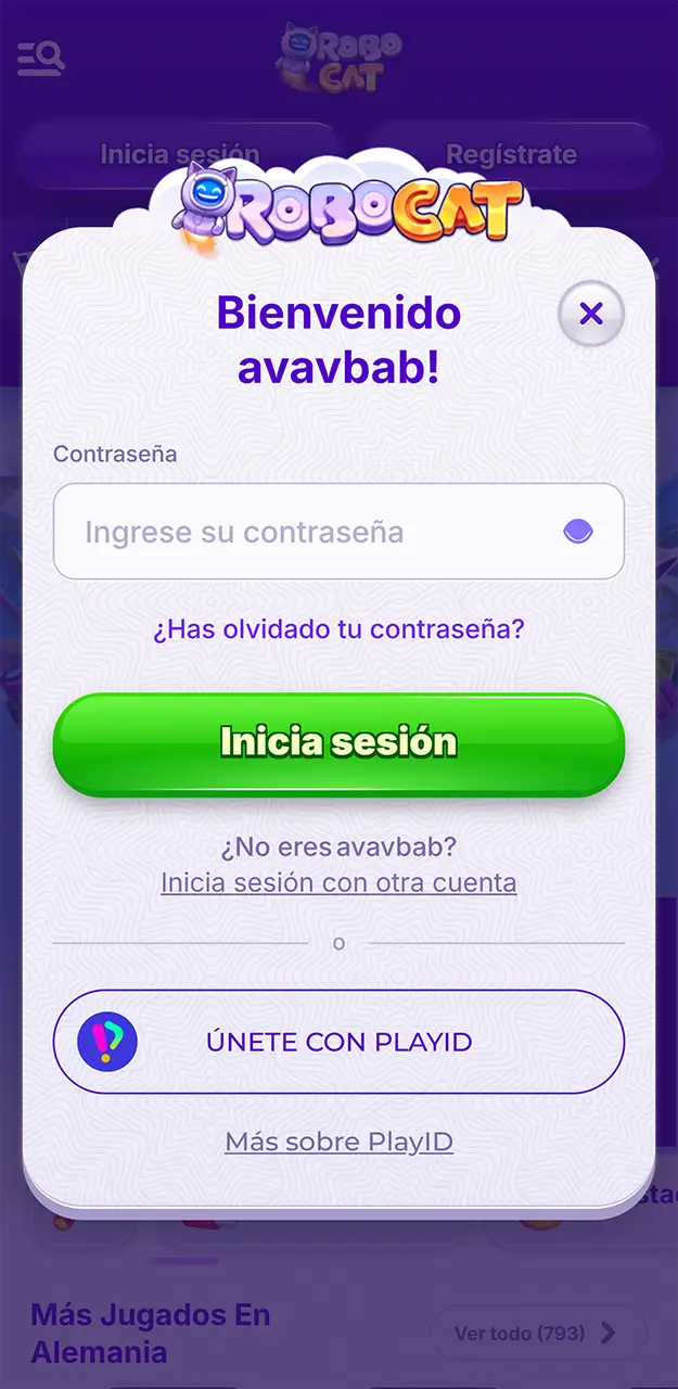 Accede a tu cuenta de Robocat.