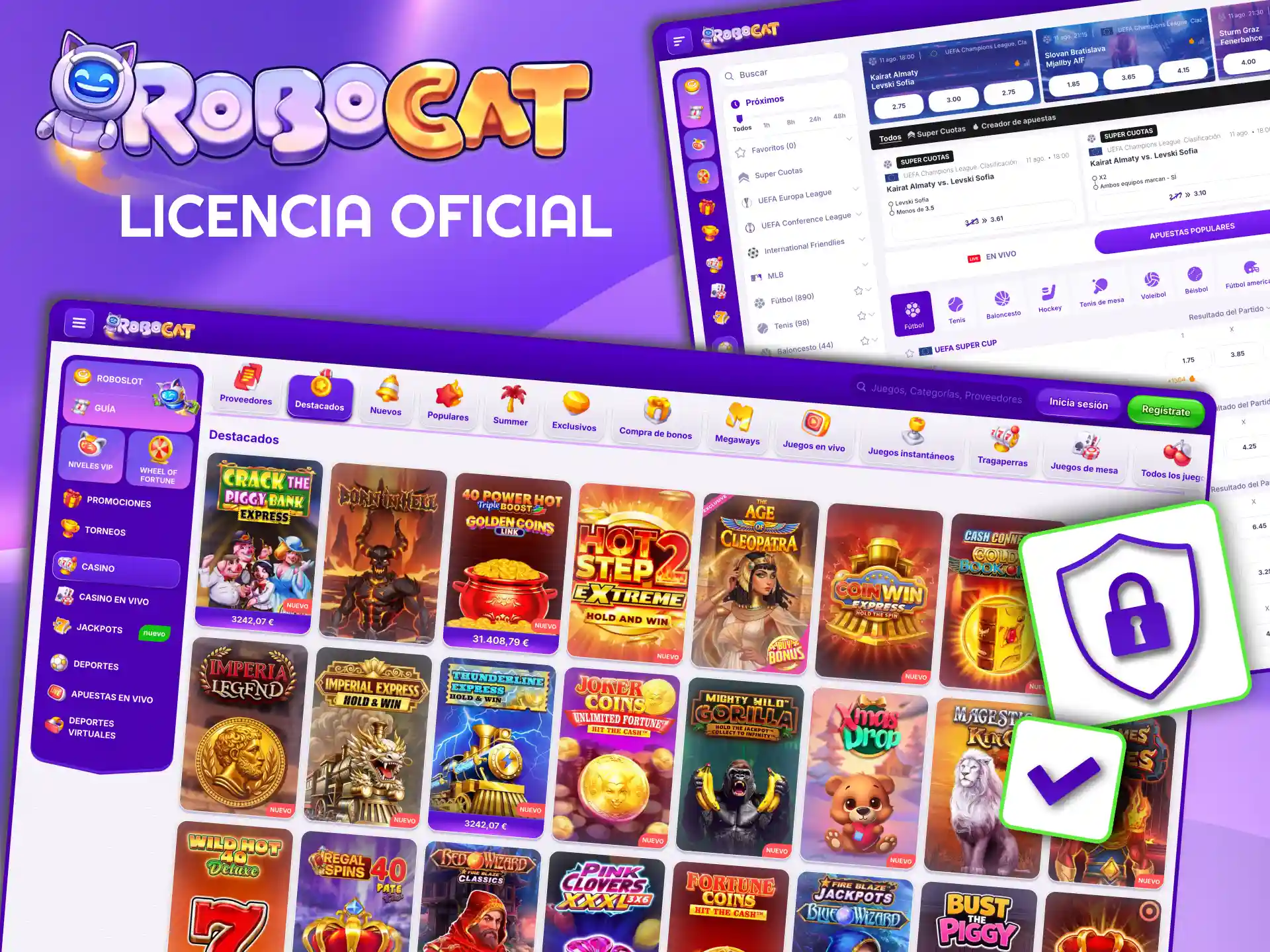 Licencia Robocat garantiza seguridad regulada y protección del jugador.
