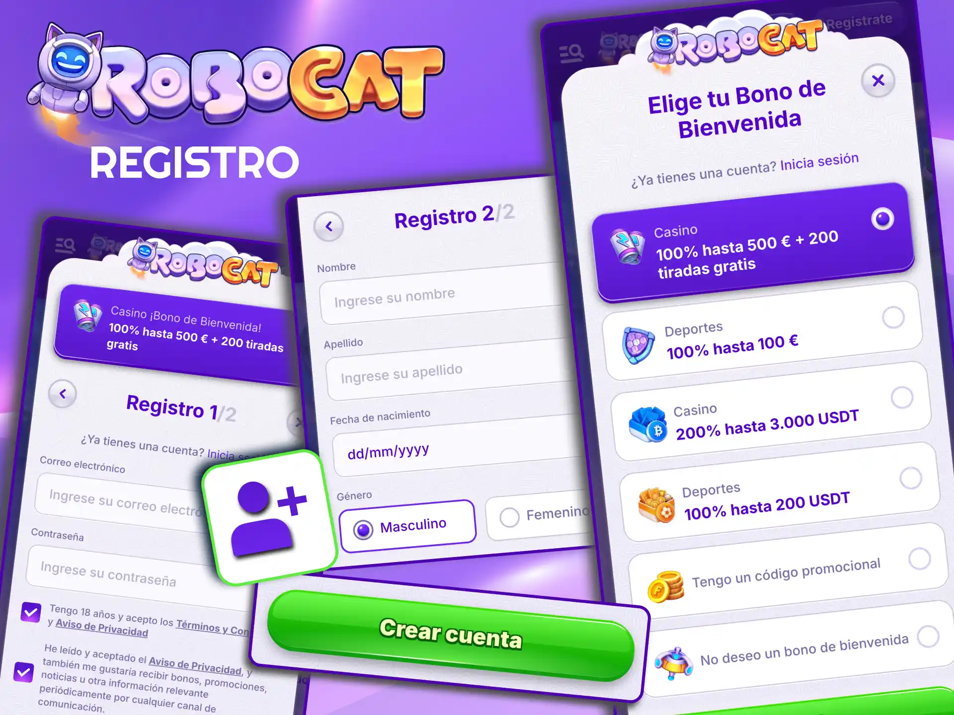 Registro Robocat explica acceso rápido a apuestas y casino.